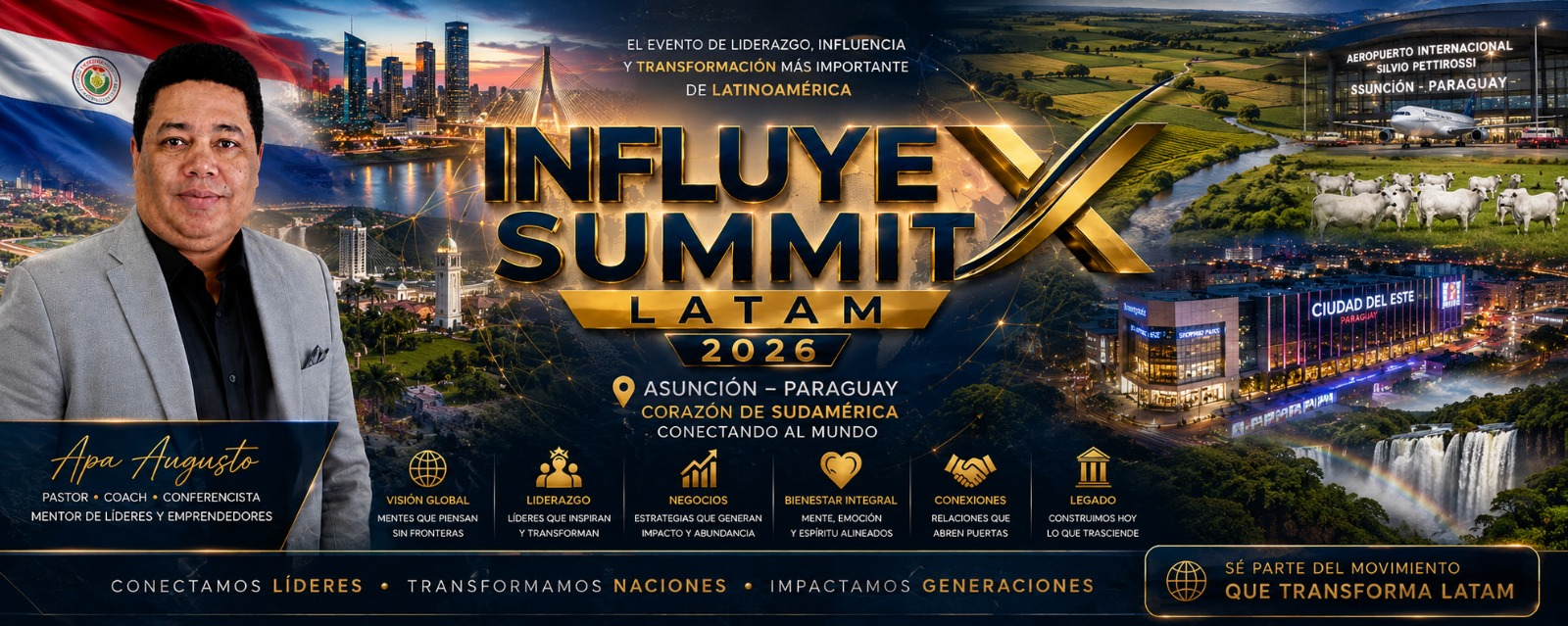 INFLUYEX SUMMIT LATAM 2026 — Paraguay, país sede del evento de transformación personal y liderazgo. Apa Augusto y Asunción, corazón de Sudamérica.